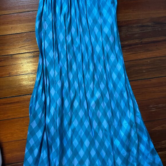 J. Crew Gwyneth VNeck Cupro Blend Slip Gingham Dress Blue - Picture 5 of 8